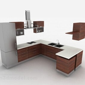 White Counter U Shaped Cabinet 3d model
