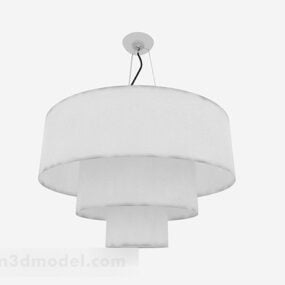 White Cylindrical Three Layer Chandelier 3d model