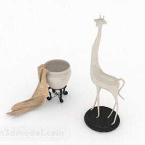 现代白色长颈鹿装饰品3d模型