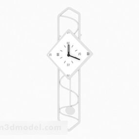 Model 3d Jam Logam Putih Gaya Moden