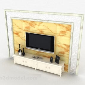 کابینت تلویزیون چوبی مدرن با رنگ سفید مدل سه بعدی