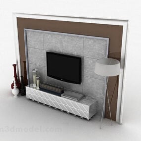 आधुनिक स्क्वायर लकड़ी की दीवार टीवी कैबिनेट 3डी मॉडल