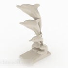 White Stone Dolphin Sculpture