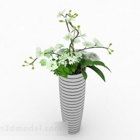 Model 3d Pot Bunga Putih Gaya Modern