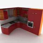 خزانة مطبخ باب طلاء أحمر حديث