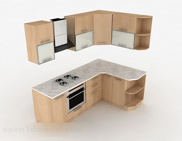 Moderner Holz L-förmiger Küchenschrank