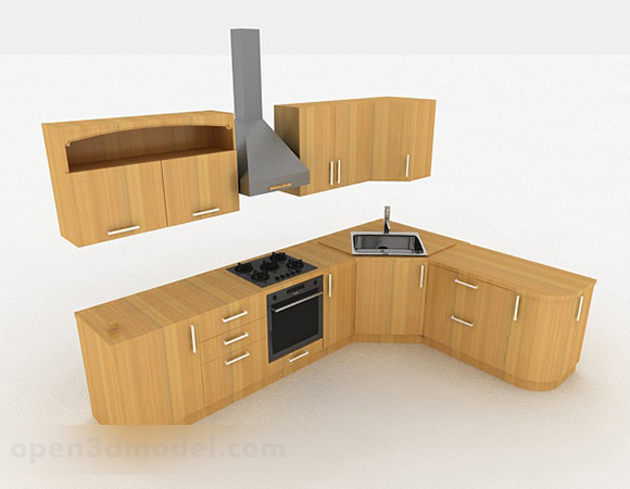 Tủ bếp màu gỗ phong cách hiện đại