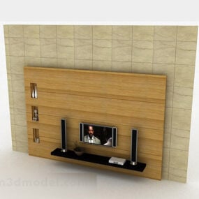 现代木色电视背景墙3d模型