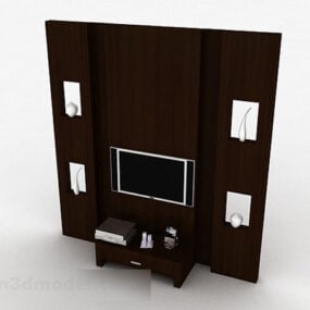 Nowoczesny drewniany, klimatyczny telewizor w tle ściany Model 3D