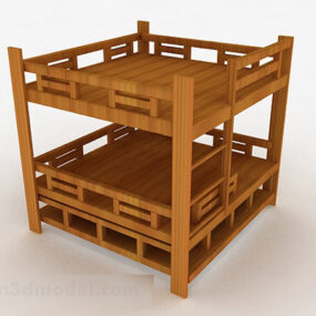 Modern Style Wooden Double Bed 3d model