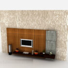 Modello 3d della parete del fondo della TV a strisce di legno di stile moderno