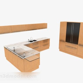 Modern Stylish L Shaped Beige White Cabinet 3d model