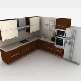 ตู้ออกแบบห้องครัว L มีสไตล์ทันสมัยแบบ 3 มิติ