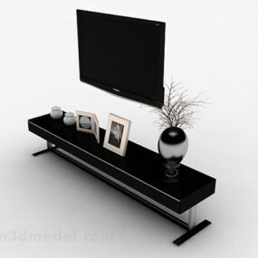 Elegante mueble de televisión negro modelo 3d