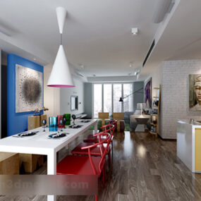 Modern Stylish Home Restaurant Interior 3d model