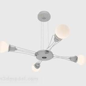 Mô hình 3d Đèn chùm phòng khách bằng kim loại đầy phong cách