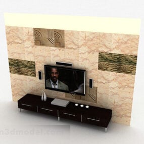 3д модель стильной узорной стены из кирпича, ТВ, фоновой стены