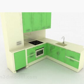 Modernes, stilvolles grünes Küchendesign-Schrank-3D-Modell