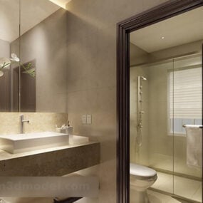 Modern Toilet Decoration Interior 3d model