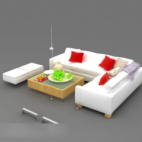 نموذج أريكة المنزل الأبيض الحديث ثلاثي الأبعاد