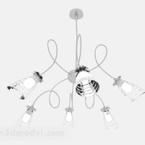 Modern White Minimalist Chandelier 3d model