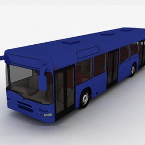 3д модель автобуса Western Dark Blue Bus Car
