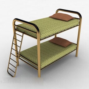 نموذج سرير بطابقين أخضر حديث ثلاثي الأبعاد