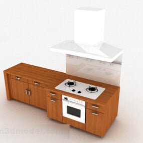 کابینت آشپزخانه کوچک مدرن چوبی مدل سه بعدی