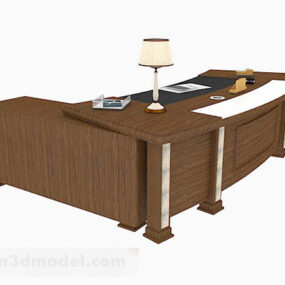 Modern Wooden Corner Desk 3d model