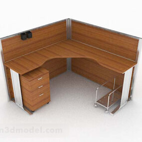 Modern Wooden Simple Desk 3d model