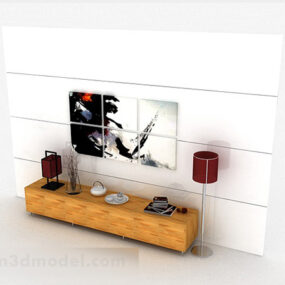 Mueble de TV moderno con rayas de madera modelo 3d