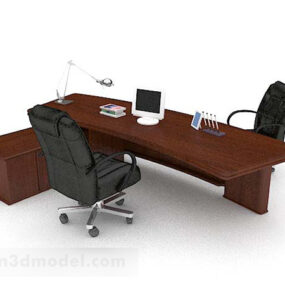 モダンな木製のテーブルと椅子のデザイン 3D モデル