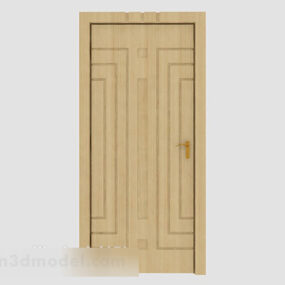 דלת חדר עץ מלא מודרני צהוב דגם תלת מימד