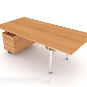 مدل سه بعدی میز تحریر چوبی زرد مدرن