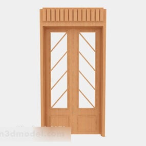 דלת עץ צהובה מודרנית דגם תלת מימד