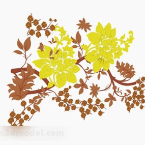 Multi-color Flower Pattern Wallpaper 3d model