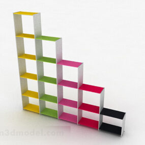 3д модель многоцветной мебельной витрины