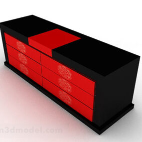 New Chinese Black And Red Tv Cabinet 3d model