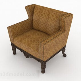 Asian Style Brown Single Sofa 3d model