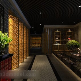 Chinese Style Leisure Club Interior 3d model