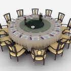 Table et chaise ronde de salle à manger de style chinois