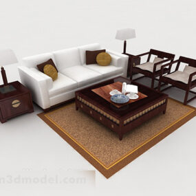 Chinese Style White Sofa 3d model