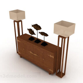Drewniana brązowa szafka w stylu chińskim Model 3D