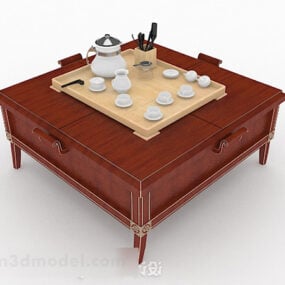 Wooden Brown Coffee Table Decor 3d model