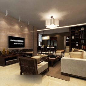 New Chinese Living Room Bogu Rack Interior 3d model