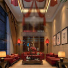 Klasik Çin Villa oturma odası iç
