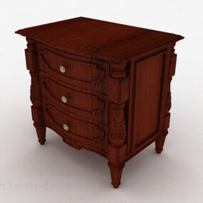 Chinese Style Wooden Bedside Table Furniture 3d model