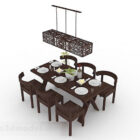 Chinese Style Wooden Dining Table Chair Set