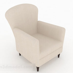 Nordic Beige White Simple Single Sofa 3d model