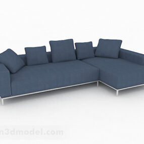 Nội thất ghế sofa nhiều chỗ màu xanh phong cách Bắc Âu Mô hình 3d